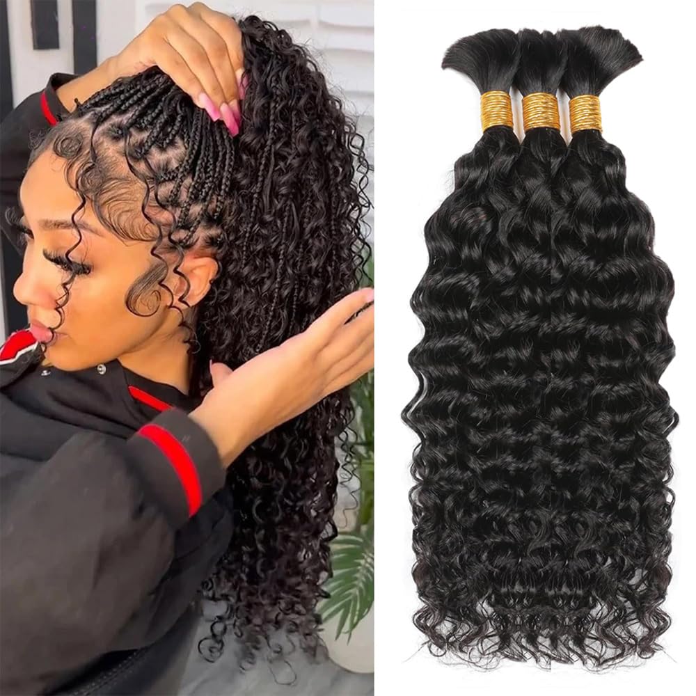 Water Wave Bulk Human Hair For Braiding - Cheveux humains ondulés pour tresses, cheveux
