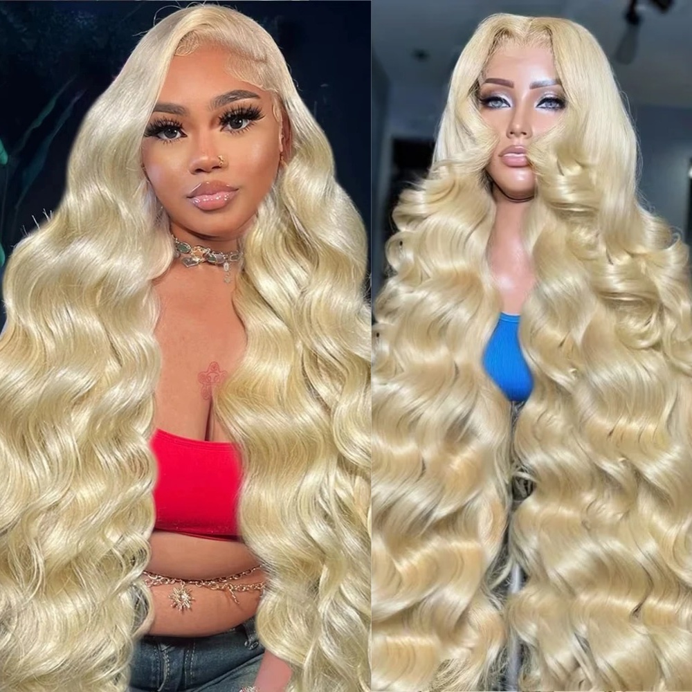613 Blonde Body Wave Lace Front Wig - Perruques blondes 613 de 26 à
