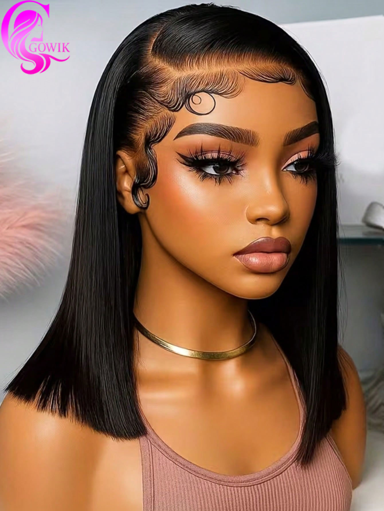 Pre Parted 13X4 Lace Front Bob Wig - Perruques Gowik à densité 250 %,