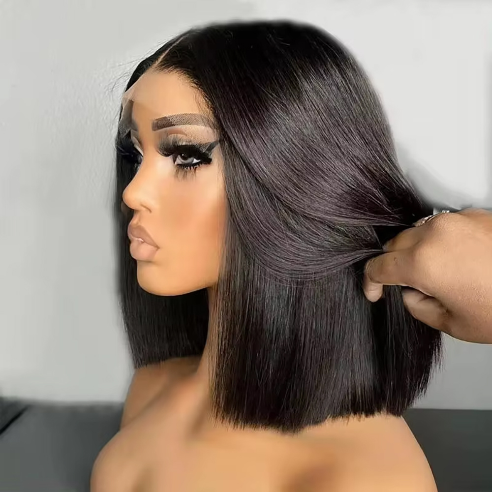 Pre Parted 13X4 Lace Front Bob Wig - Perruques brésiliennes lisses type bob 13x4