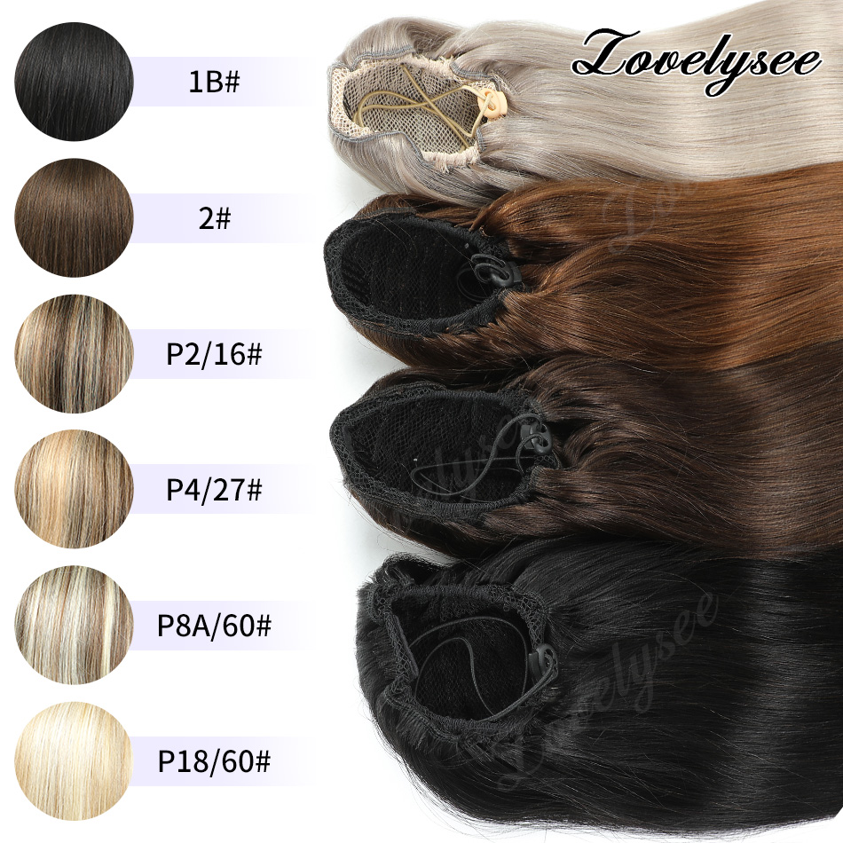 Seamless Clip In Hair Extensions Human Hair - Queue de cheval courte à cordon