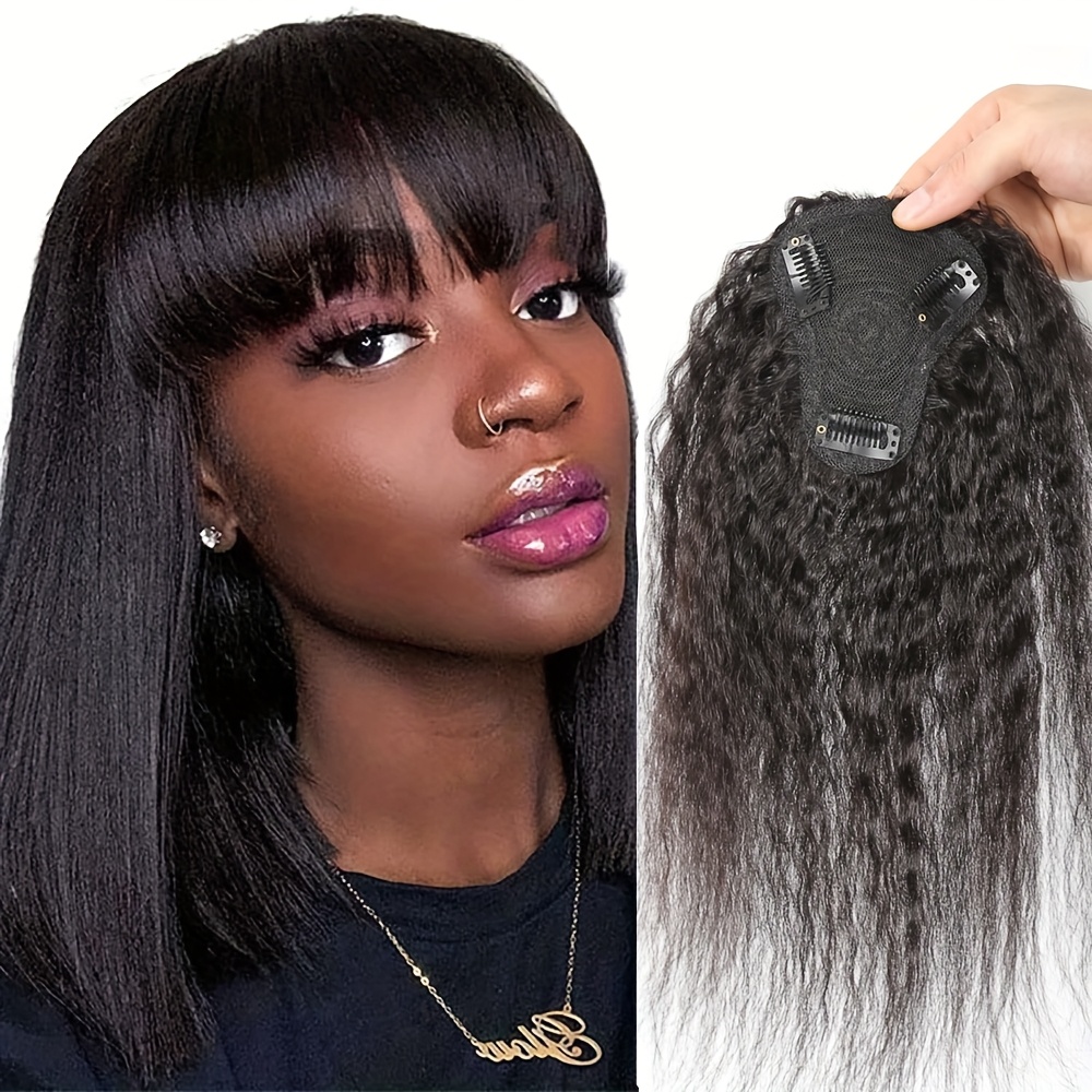 Hair Clips - Cheveux crépus droits avec frange, postiche