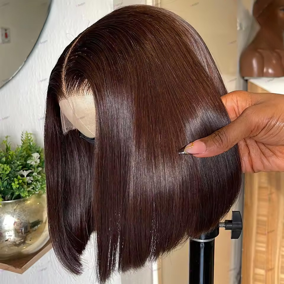 13X4 chocolat brun droite Bob  - Glueless Wear And Go Human Hair Wig avis et prix