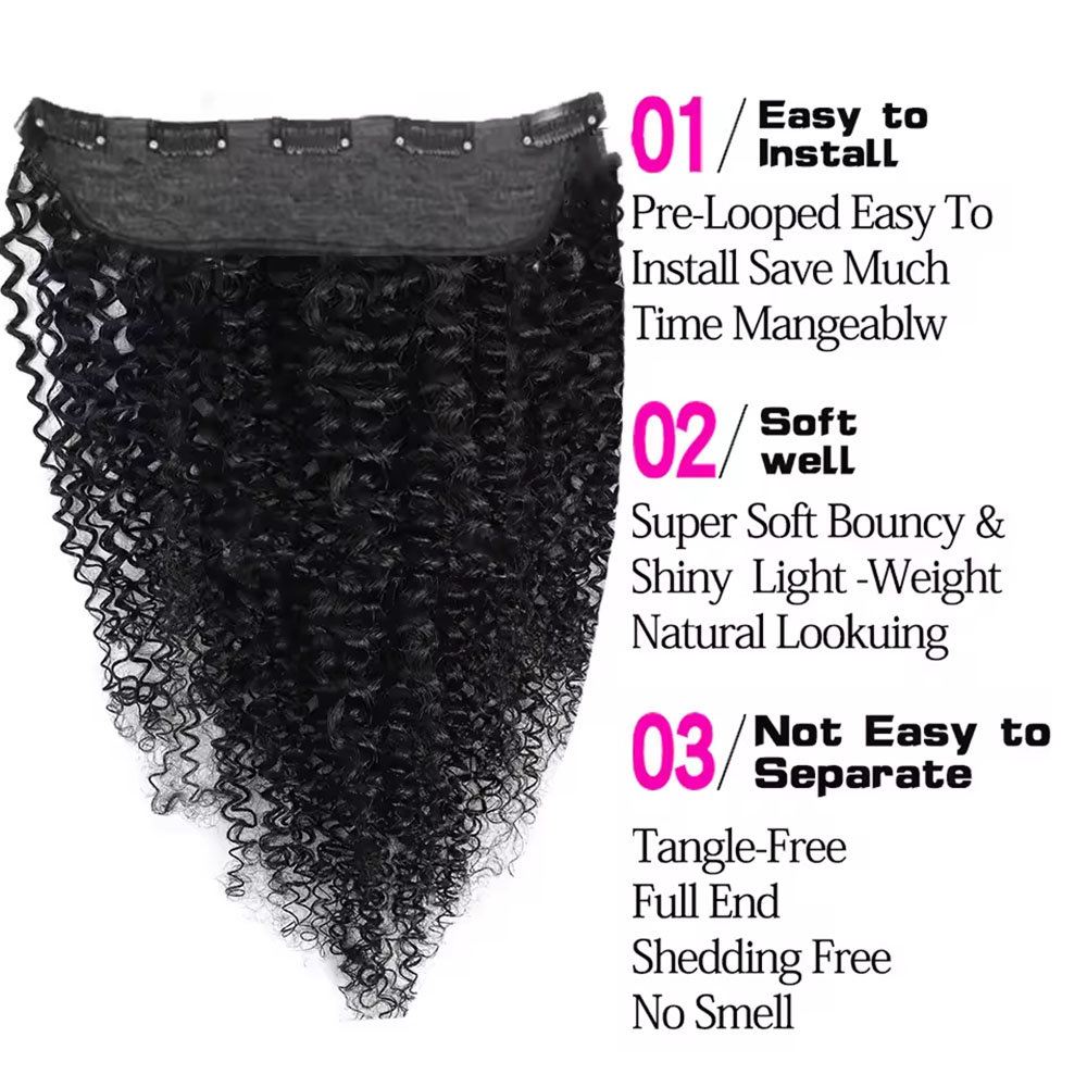 1 pièces Clips en une seule pi - Seamless Clip In Hair Extensions Human Hair avis et prix