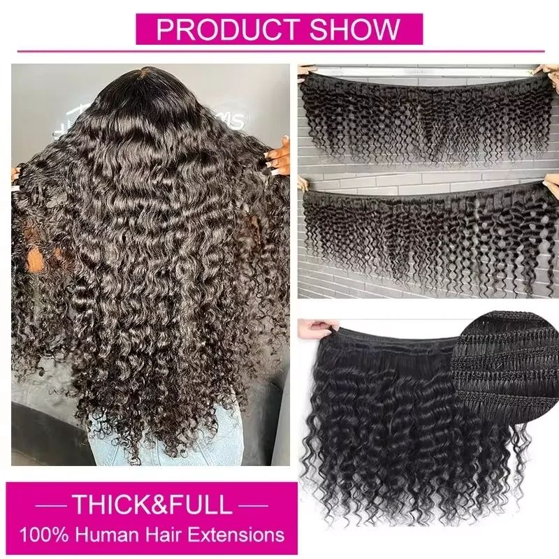 Extensions de cheveux humains  - Deep Wave 3 Bundles With Closure avis et prix