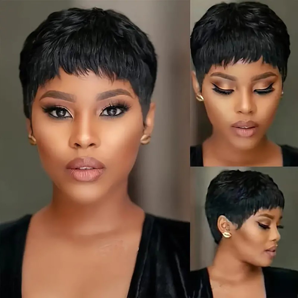 Perruques de cheveux humains d - Short Pixie Cut Wig Human Hair Cheap avis et prix