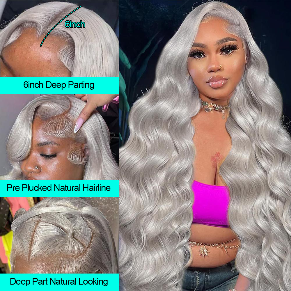 Cosplay vague de corps argent  - 613 Blonde Body Wave Lace Front Wig avis et prix