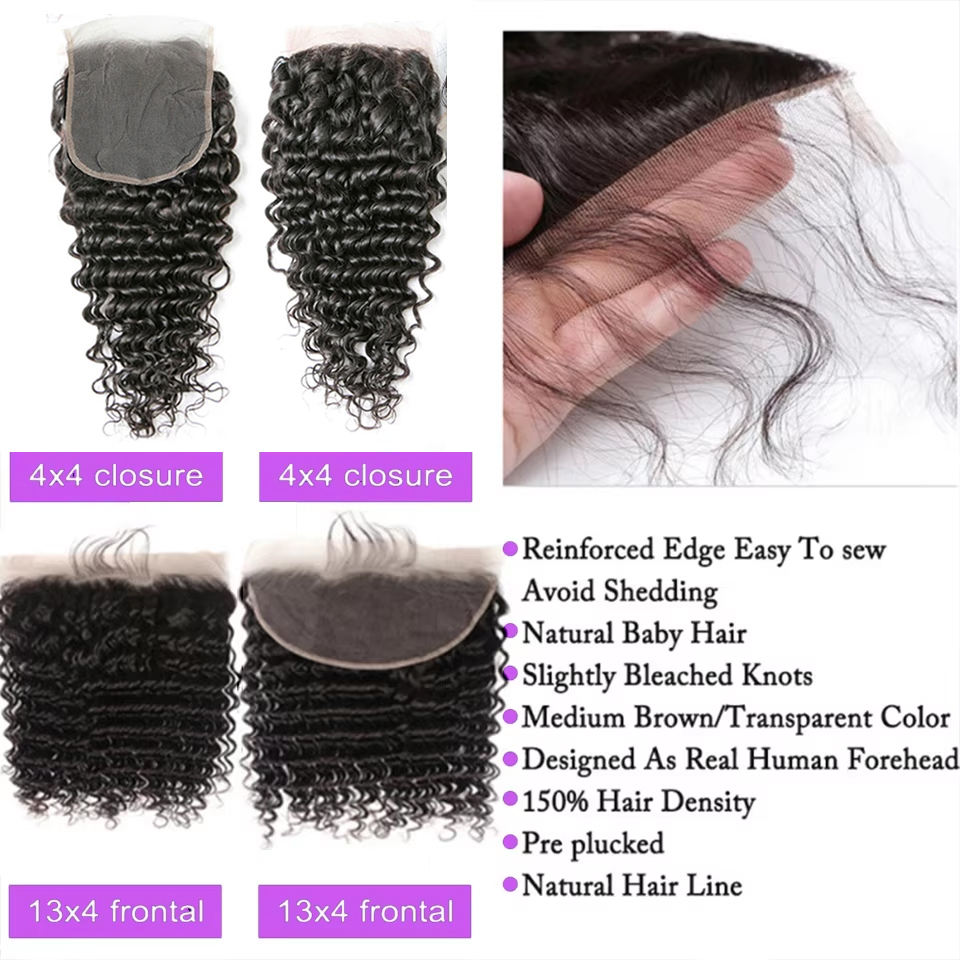 Extensions de cheveux brésilie - Deep Wave 3 Bundles With Closure avis et prix