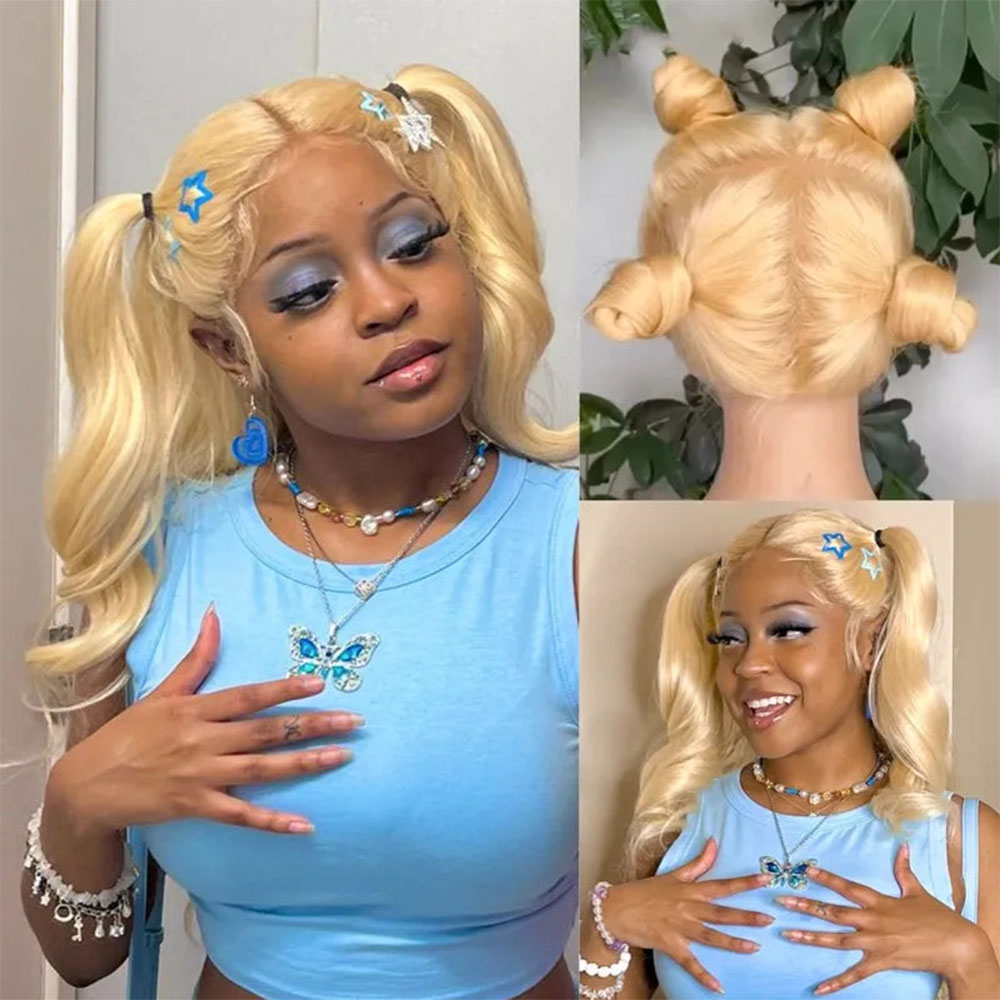 Perruque de cheveux humains bl - 613 Blonde Body Wave Lace Front Wig avis et prix