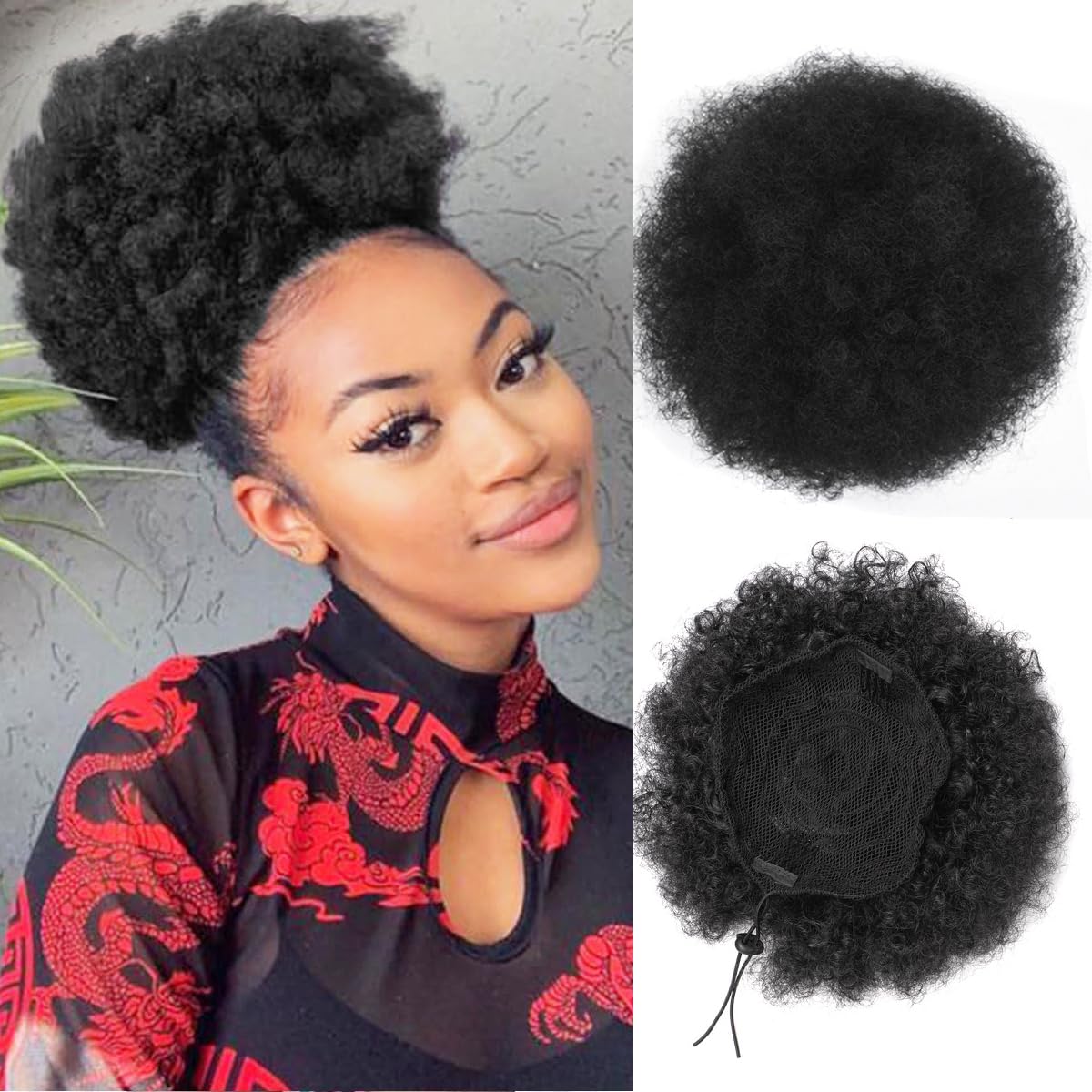 Afro bouffée cordon queue de c - Drawstring Afro Curly Puff Ponytail avis et prix