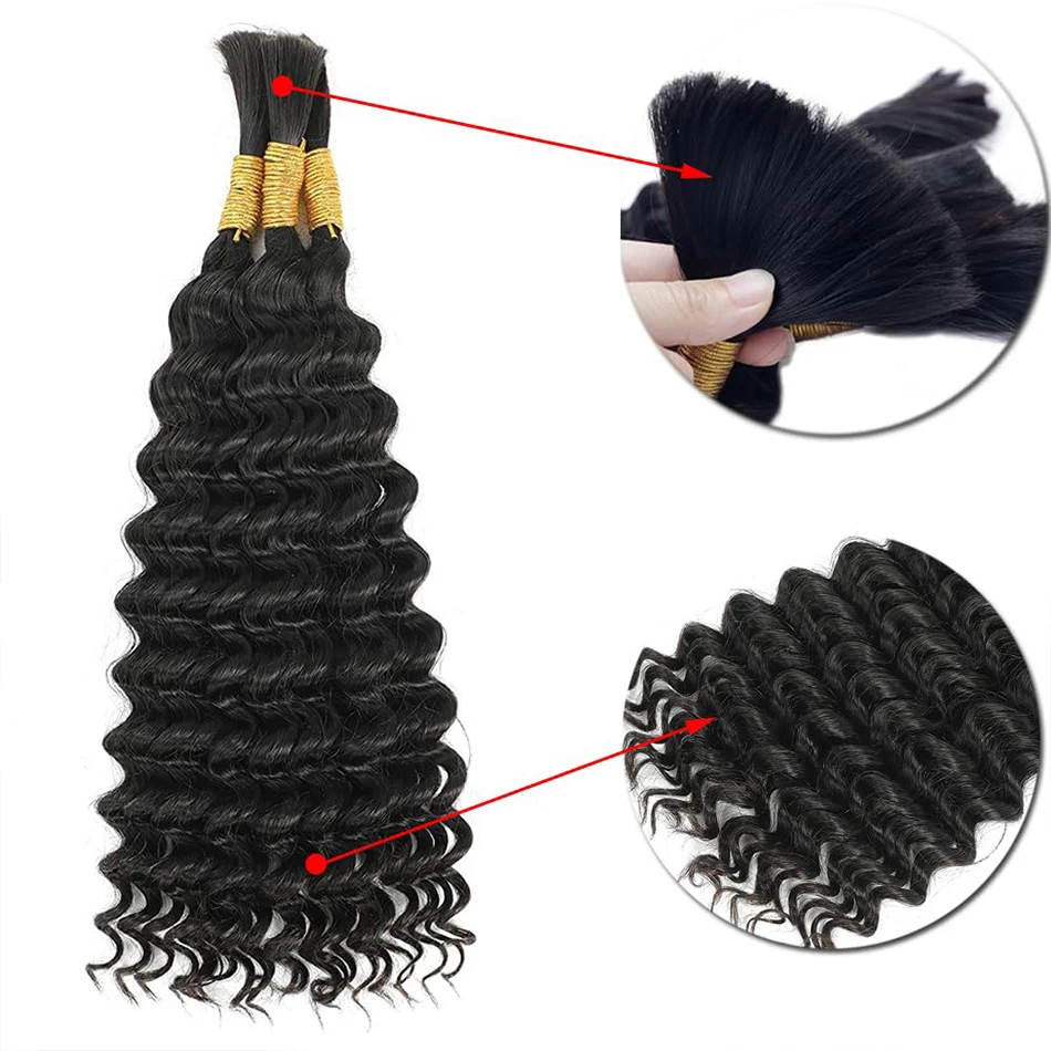 Cheveux humains vierges en vra - Water Wave Bulk Human Hair For Braiding avis et prix