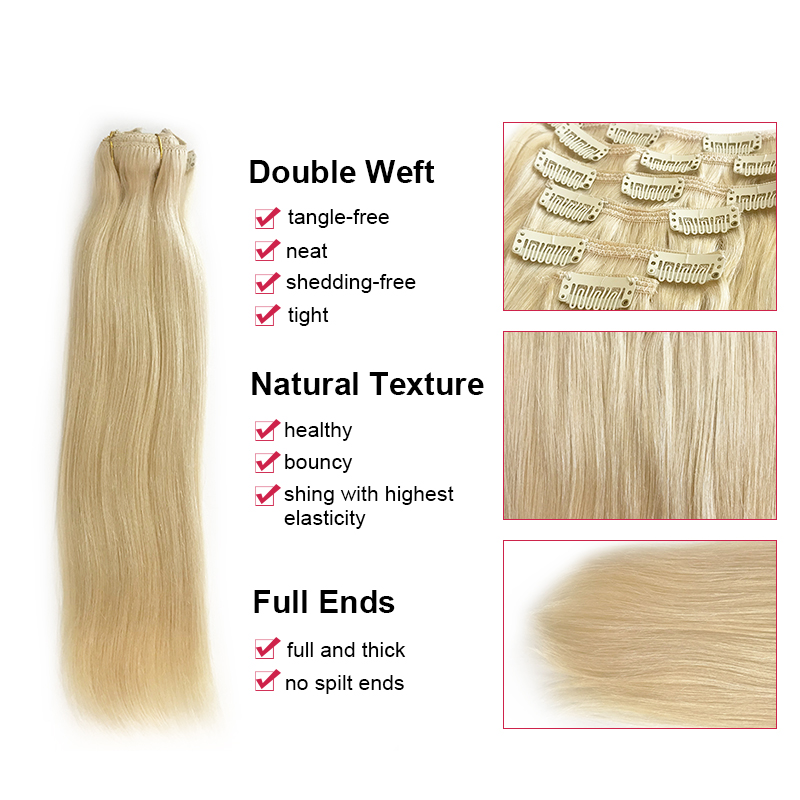Ali Queen 7 pièces Extensions  - Seamless Clip In Hair Extensions Human Hair avis et prix