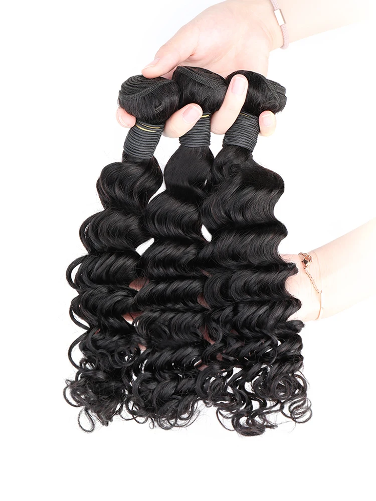Mèches Brésiliennes Naturelles - Deep Wave 3 Bundles With Closure avis et prix