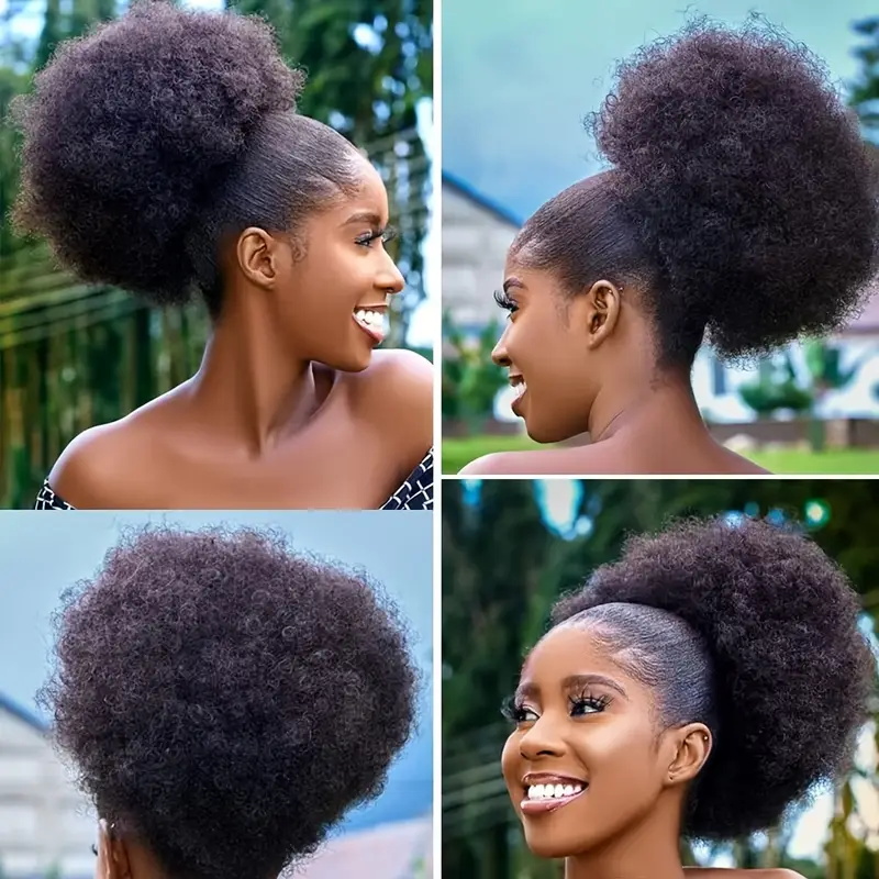 1pc femmes 10 pouces Afro crép - Drawstring Afro Curly Puff Ponytail avis et prix