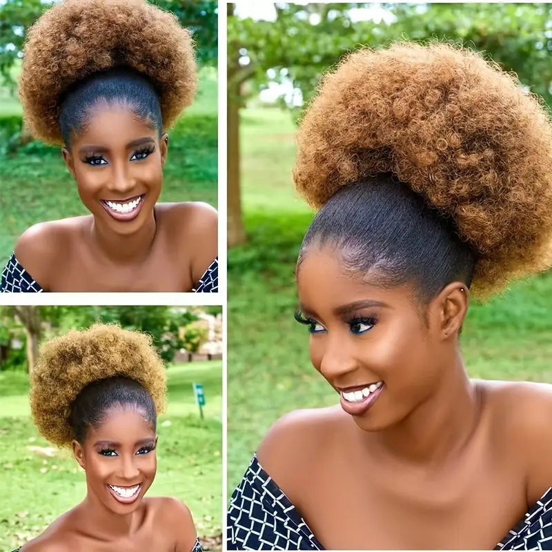 1pc femmes 10 pouces Afro crép - Drawstring Afro Curly Puff Ponytail avis et prix