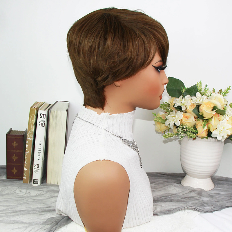 Perruques Pixie Cut Marron Cho - Short Pixie Cut Wig Human Hair Cheap avis et prix