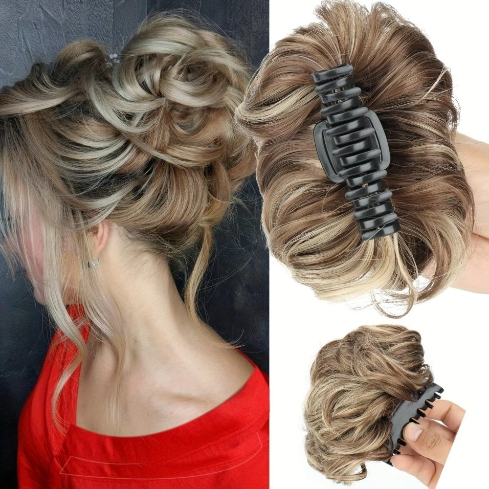 Chignon synthétique ondulé ave - Claw Clip Messy Bun Hair Piece avis et prix